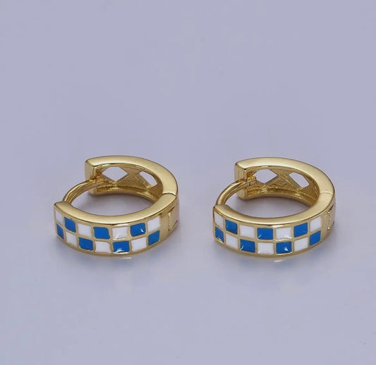 Blue Checkered Hoops