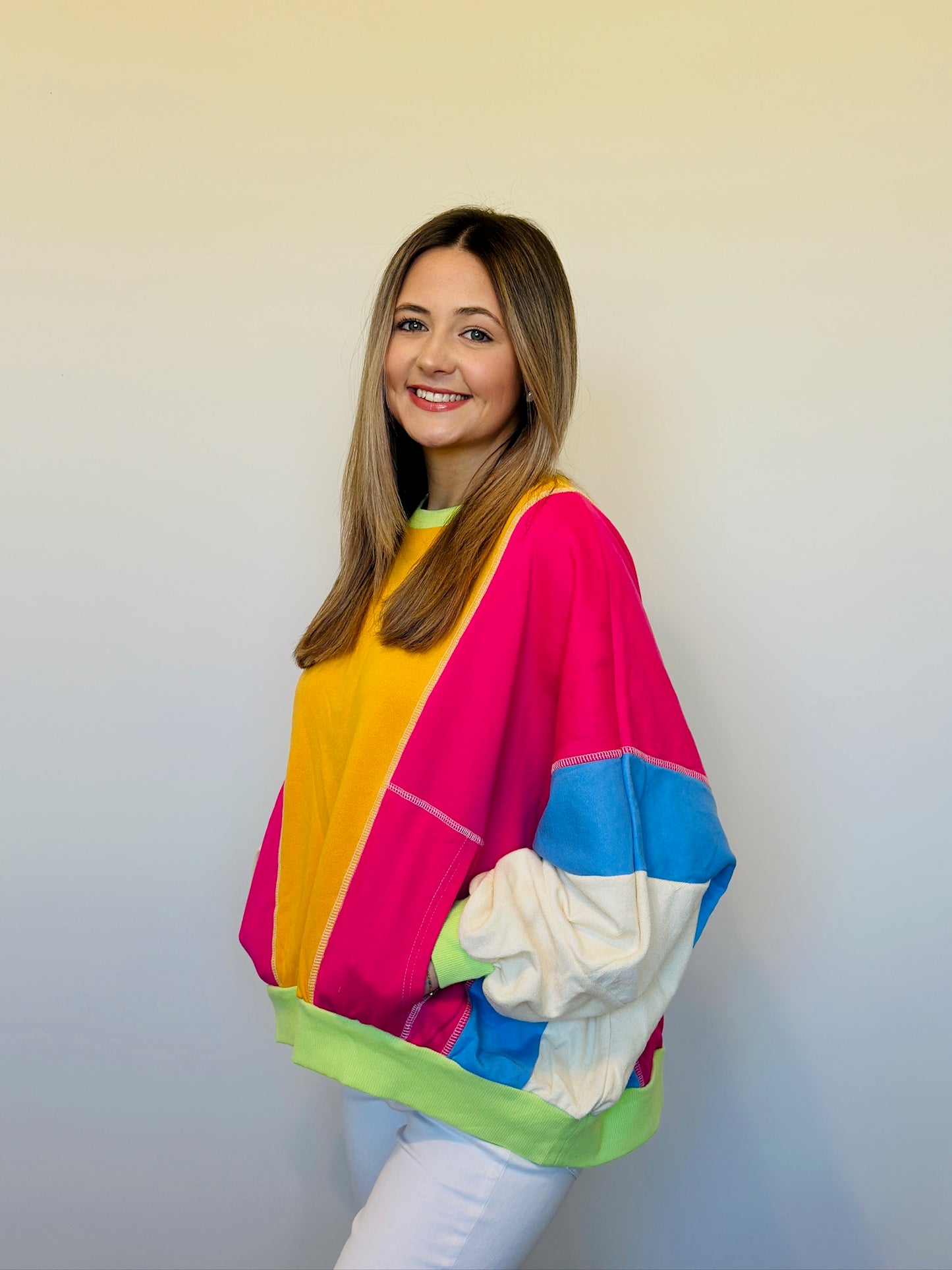 Colorblock Patchwork Oversized Top