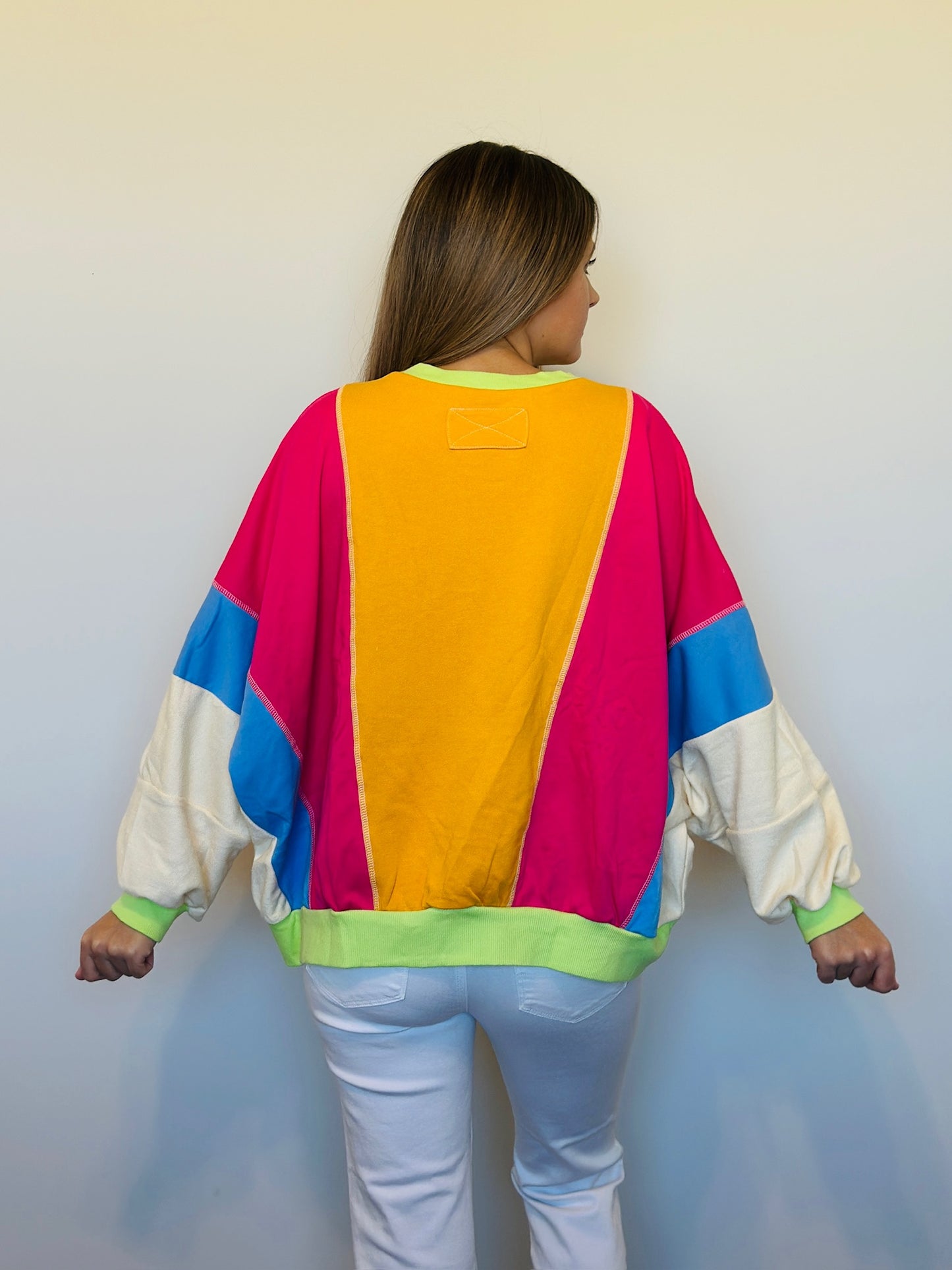 Colorblock Patchwork Oversized Top